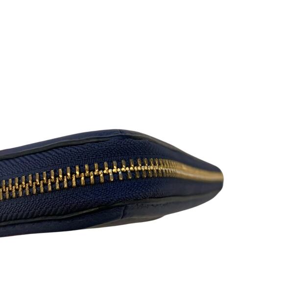 Tory Burch Navy Blue Continental Zip Up Amanda Wallet - Picture 7 of 8